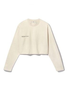 Pangaia Cream Long Sleeve Crop Top